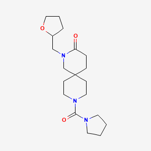 molecular formula C19H31N3O3 B5631487 9-(1-pyrrolidinylcarbonyl)-2-(tetrahydro-2-furanylmethyl)-2,9-diazaspiro[5.5]undecan-3-one 