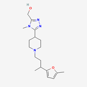 molecular formula C18H28N4O2 B5631494 (4-methyl-5-{1-[3-(5-methyl-2-furyl)butyl]piperidin-4-yl}-4H-1,2,4-triazol-3-yl)methanol 
