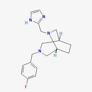 molecular formula C18H23FN4 B5631502 (1S*,5R*)-3-(4-fluorobenzyl)-6-(1H-imidazol-2-ylmethyl)-3,6-diazabicyclo[3.2.2]nonane 