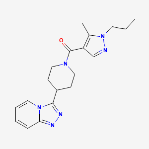 molecular formula C19H24N6O B5631524 3-{1-[(5-methyl-1-propyl-1H-pyrazol-4-yl)carbonyl]-4-piperidinyl}[1,2,4]triazolo[4,3-a]pyridine 