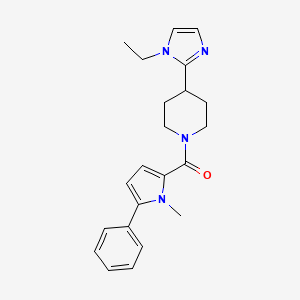 molecular formula C22H26N4O B5631537 4-(1-ethyl-1H-imidazol-2-yl)-1-[(1-methyl-5-phenyl-1H-pyrrol-2-yl)carbonyl]piperidine 