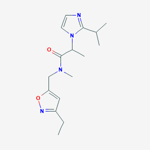 molecular formula C16H24N4O2 B5631584 N-[(3-ethyl-5-isoxazolyl)methyl]-2-(2-isopropyl-1H-imidazol-1-yl)-N-methylpropanamide 