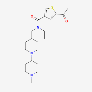 molecular formula C21H33N3O2S B5631589 5-acetyl-N-ethyl-N-[(1'-methyl-1,4'-bipiperidin-4-yl)methyl]-3-thiophenecarboxamide 