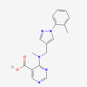 molecular formula C17H17N5O2 B5631590 4-(methyl{[1-(2-methylphenyl)-1H-pyrazol-4-yl]methyl}amino)pyrimidine-5-carboxylic acid 