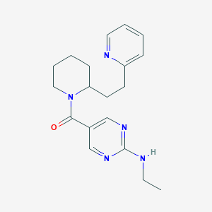 molecular formula C19H25N5O B5631599 N-ethyl-5-({2-[2-(2-pyridinyl)ethyl]-1-piperidinyl}carbonyl)-2-pyrimidinamine 