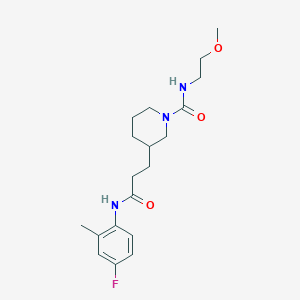 molecular formula C19H28FN3O3 B5631651 3-{3-[(4-fluoro-2-methylphenyl)amino]-3-oxopropyl}-N-(2-methoxyethyl)piperidine-1-carboxamide 