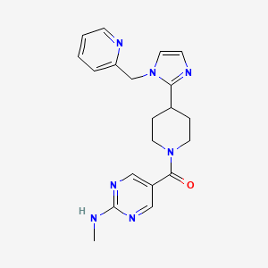 molecular formula C20H23N7O B5631693 N-methyl-5-({4-[1-(2-pyridinylmethyl)-1H-imidazol-2-yl]-1-piperidinyl}carbonyl)-2-pyrimidinamine 
