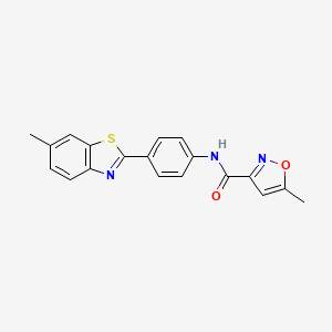 molecular formula C19H15N3O2S B5631739 5-methyl-N-[4-(6-methyl-1,3-benzothiazol-2-yl)phenyl]-3-isoxazolecarboxamide 