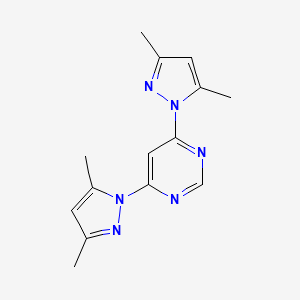 molecular formula C14H16N6 B5631770 4,6-双（3,5-二甲基-1H-吡唑-1-基）嘧啶 