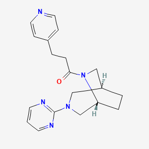 molecular formula C19H23N5O B5631789 (1S*,5R*)-6-[3-(4-pyridinyl)propanoyl]-3-(2-pyrimidinyl)-3,6-diazabicyclo[3.2.2]nonane 