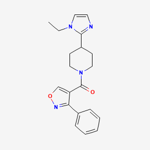 molecular formula C20H22N4O2 B5631814 4-(1-ethyl-1H-imidazol-2-yl)-1-[(3-phenyl-4-isoxazolyl)carbonyl]piperidine 