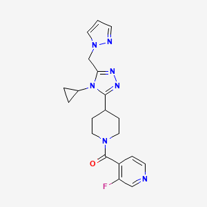 molecular formula C20H22FN7O B5631834 4-({4-[4-cyclopropyl-5-(1H-pyrazol-1-ylmethyl)-4H-1,2,4-triazol-3-yl]piperidin-1-yl}carbonyl)-3-fluoropyridine 