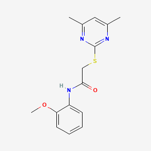 molecular formula C15H17N3O2S B5631843 2-[(4,6-dimethyl-2-pyrimidinyl)thio]-N-(2-methoxyphenyl)acetamide 
