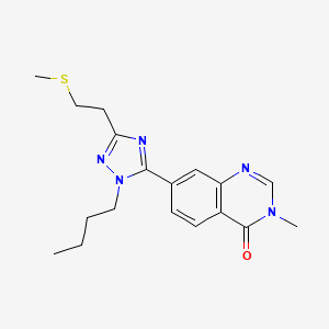 molecular formula C18H23N5OS B5631856 7-{1-butyl-3-[2-(methylthio)ethyl]-1H-1,2,4-triazol-5-yl}-3-methylquinazolin-4(3H)-one 