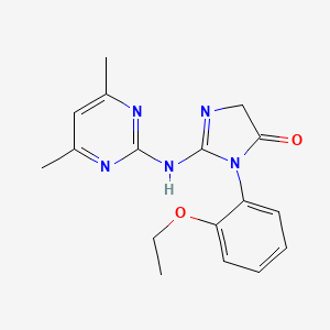 molecular formula C17H19N5O2 B5631890 2-[(4,6-dimethyl-2-pyrimidinyl)amino]-3-(2-ethoxyphenyl)-3,5-dihydro-4H-imidazol-4-one 