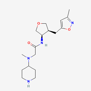 molecular formula C17H28N4O3 B5631896 N~2~-methyl-N~1~-{rel-(3R,4S)-4-[(3-methyl-5-isoxazolyl)methyl]tetrahydro-3-furanyl}-N~2~-4-piperidinylglycinamide dihydrochloride 