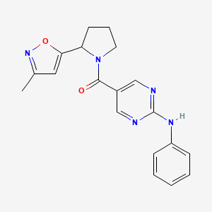 molecular formula C19H19N5O2 B5631935 5-{[2-(3-methyl-5-isoxazolyl)-1-pyrrolidinyl]carbonyl}-N-phenyl-2-pyrimidinamine 