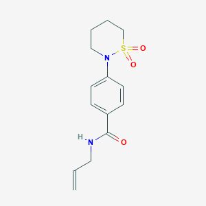 molecular formula C14H18N2O3S B5631948 N-allyl-4-(1,1-dioxido-1,2-thiazinan-2-yl)benzamide 
