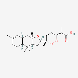 molecular formula C24H38O5 B563195 2-[(3R,6S)-6-[(2R,3aR,4aR,8aS,9aR)-4,4,7,9a-tetramethyl-2,3,3a,4a,5,6,8a,9-octahydrobenzo[f][1]benzofuran-2-yl]-6-methyldioxan-3-yl]propanoic acid CAS No. 105969-65-1