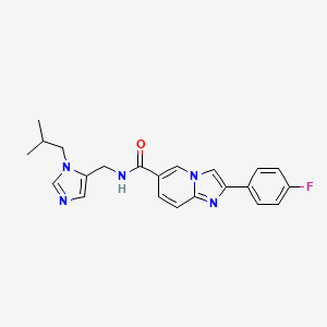 molecular formula C22H22FN5O B5631970 2-(4-fluorophenyl)-N-[(1-isobutyl-1H-imidazol-5-yl)methyl]imidazo[1,2-a]pyridine-6-carboxamide 