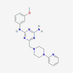 molecular formula C20H24N8O B5631994 N-(3-methoxyphenyl)-6-{[4-(2-pyridinyl)-1-piperazinyl]methyl}-1,3,5-triazine-2,4-diamine 
