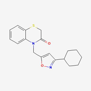 molecular formula C18H20N2O2S B5632046 4-[(3-cyclohexylisoxazol-5-yl)methyl]-2H-1,4-benzothiazin-3(4H)-one 