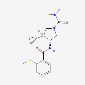 molecular formula C18H25N3O2S B5632093 (3S*,4R*)-3-cyclopropyl-N,N-dimethyl-4-{[2-(methylthio)benzoyl]amino}pyrrolidine-1-carboxamide 