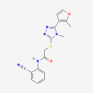 molecular formula C17H15N5O2S B5632099 N-(2-cyanophenyl)-2-{[4-methyl-5-(2-methyl-3-furyl)-4H-1,2,4-triazol-3-yl]thio}acetamide 