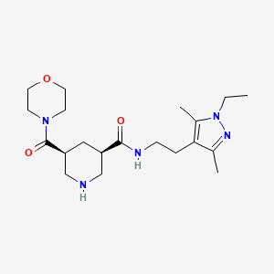 molecular formula C20H33N5O3 B5632103 (3R*,5S*)-N-[2-(1-ethyl-3,5-dimethyl-1H-pyrazol-4-yl)ethyl]-5-(morpholin-4-ylcarbonyl)piperidine-3-carboxamide 