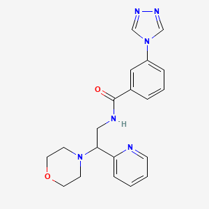 molecular formula C20H22N6O2 B5632115 N-[2-(4-morpholinyl)-2-(2-pyridinyl)ethyl]-3-(4H-1,2,4-triazol-4-yl)benzamide 