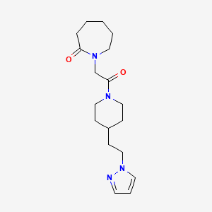 molecular formula C18H28N4O2 B5632204 1-(2-oxo-2-{4-[2-(1H-pyrazol-1-yl)ethyl]piperidin-1-yl}ethyl)azepan-2-one 