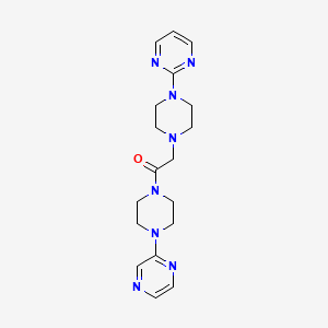 molecular formula C18H24N8O B5632217 2-(4-{2-oxo-2-[4-(2-pyrazinyl)-1-piperazinyl]ethyl}-1-piperazinyl)pyrimidine 