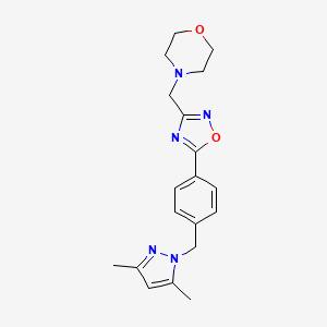 molecular formula C19H23N5O2 B5632225 4-[(5-{4-[(3,5-dimethyl-1H-pyrazol-1-yl)methyl]phenyl}-1,2,4-oxadiazol-3-yl)methyl]morpholine 