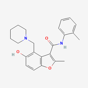 molecular formula C23H26N2O3 B5632246 5-hydroxy-2-methyl-N-(2-methylphenyl)-4-(1-piperidinylmethyl)-1-benzofuran-3-carboxamide 