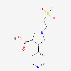 molecular formula C13H18N2O4S B5632282 (3S*,4R*)-1-[2-(methylsulfonyl)ethyl]-4-(4-pyridinyl)-3-pyrrolidinecarboxylic acid 