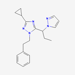 molecular formula C19H23N5 B5632287 3-cyclopropyl-1-(2-phenylethyl)-5-[1-(1H-pyrazol-1-yl)propyl]-1H-1,2,4-triazole 