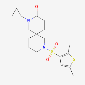 molecular formula C18H26N2O3S2 B5632289 2-cyclopropyl-8-[(2,5-dimethyl-3-thienyl)sulfonyl]-2,8-diazaspiro[5.5]undecan-3-one 