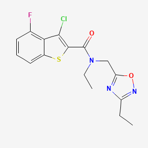 molecular formula C16H15ClFN3O2S B5632297 3-chloro-N-ethyl-N-[(3-ethyl-1,2,4-oxadiazol-5-yl)methyl]-4-fluoro-1-benzothiophene-2-carboxamide 