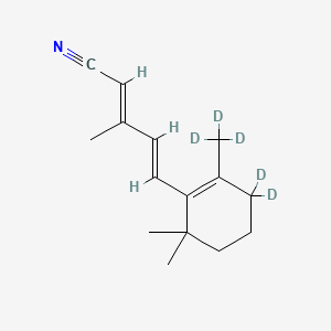 molecular formula C15H21N B563233 3-Methyl-5-[2,6,6-trimethyl-1-(cyclohexen-d5)-1-yl]-penta-2,4-dienenitrile CAS No. 1185235-72-6
