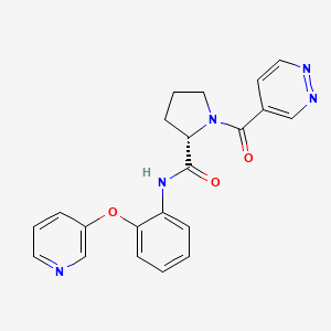 molecular formula C21H19N5O3 B5632330 1-(pyridazin-4-ylcarbonyl)-N-[2-(pyridin-3-yloxy)phenyl]-L-prolinamide 