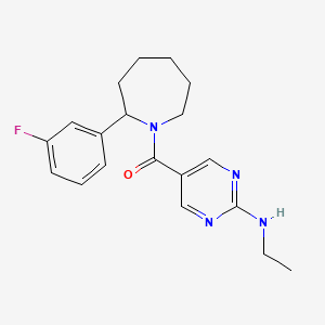 molecular formula C19H23FN4O B5632336 N-ethyl-5-{[2-(3-fluorophenyl)-1-azepanyl]carbonyl}-2-pyrimidinamine 