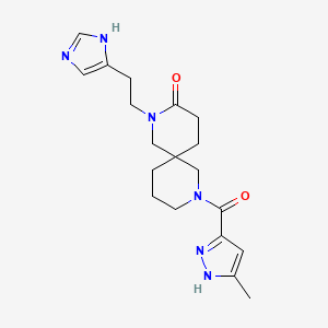 molecular formula C19H26N6O2 B5632382 2-[2-(1H-imidazol-4-yl)ethyl]-8-[(3-methyl-1H-pyrazol-5-yl)carbonyl]-2,8-diazaspiro[5.5]undecan-3-one 