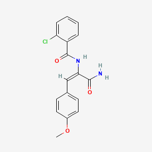 molecular formula C17H15ClN2O3 B5632434 N-[1-(aminocarbonyl)-2-(4-methoxyphenyl)vinyl]-2-chlorobenzamide 