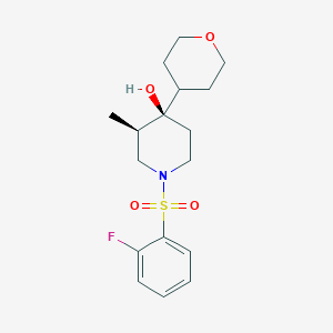 molecular formula C17H24FNO4S B5632446 (3R*,4R*)-1-[(2-fluorophenyl)sulfonyl]-3-methyl-4-(tetrahydro-2H-pyran-4-yl)-4-piperidinol 