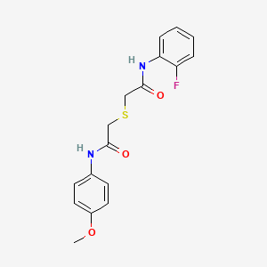 molecular formula C17H17FN2O3S B5632477 2-({2-[(2-fluorophenyl)amino]-2-oxoethyl}thio)-N-(4-methoxyphenyl)acetamide 