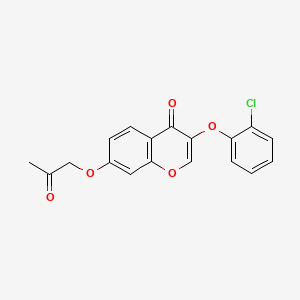 molecular formula C18H13ClO5 B5632525 3-(2-chlorophenoxy)-7-(2-oxopropoxy)-4H-chromen-4-one 