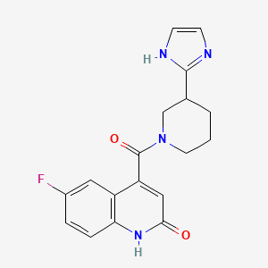 molecular formula C18H17FN4O2 B5632544 6-fluoro-4-{[3-(1H-imidazol-2-yl)piperidin-1-yl]carbonyl}quinolin-2(1H)-one 
