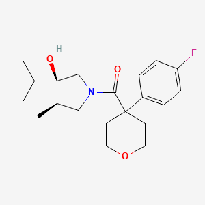 molecular formula C20H28FNO3 B5632559 (3R*,4R*)-1-{[4-(4-fluorophenyl)tetrahydro-2H-pyran-4-yl]carbonyl}-3-isopropyl-4-methyl-3-pyrrolidinol 