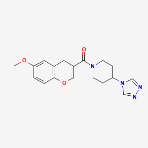 molecular formula C18H22N4O3 B5632562 1-[(6-methoxy-3,4-dihydro-2H-chromen-3-yl)carbonyl]-4-(4H-1,2,4-triazol-4-yl)piperidine 