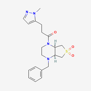molecular formula C20H26N4O3S B5632563 (4aR*,7aS*)-1-benzyl-4-[3-(1-methyl-1H-pyrazol-5-yl)propanoyl]octahydrothieno[3,4-b]pyrazine 6,6-dioxide 